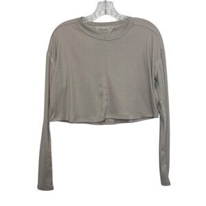 AS Revival Long Sleeve Cropped Top Shirt Womens XS Tan New WOT Back Cutout